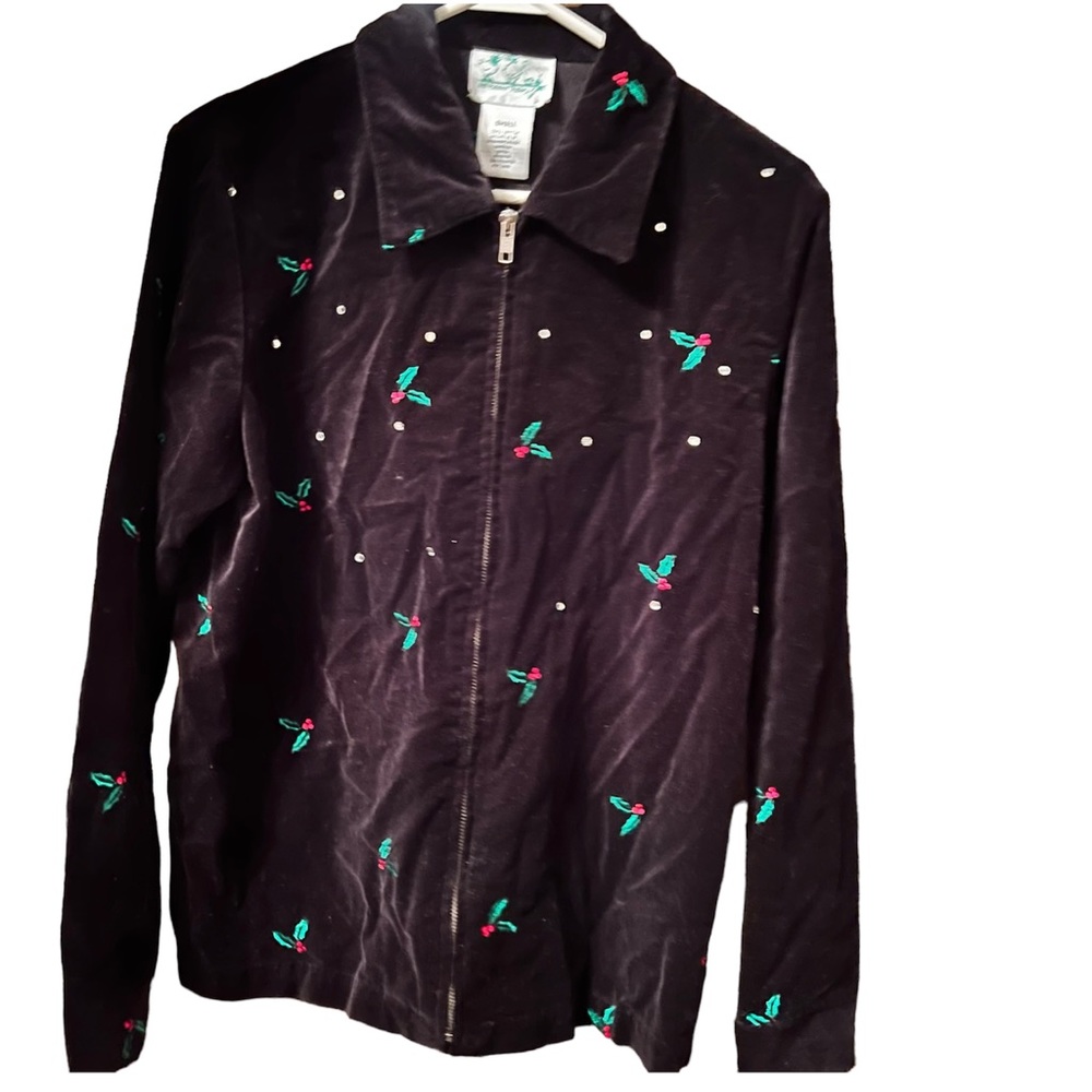 Quacker Factory Velvet Zip Jacket, black